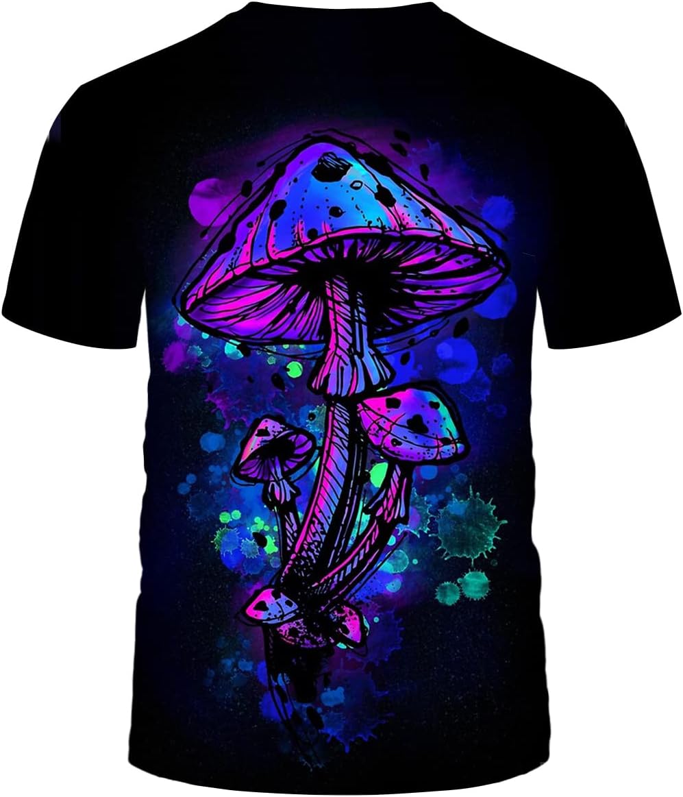 Lurhonp Men's Hippy Mushroom T-Shirt Novelty Graphic Fashion Tee Shirts
