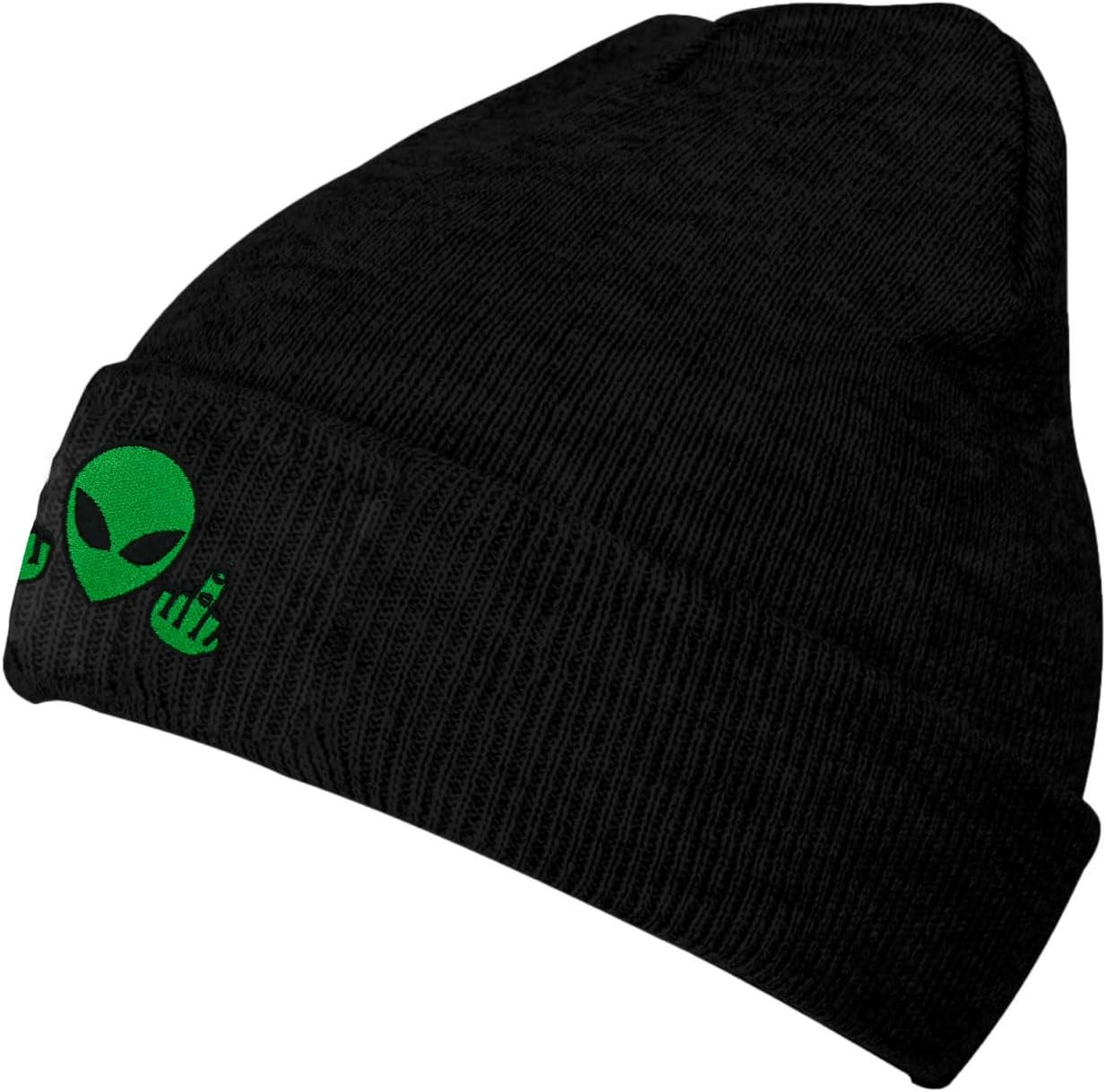 Fish Embroidery Beanie Hat Winter Warm Knit Cuffed Skull Cap for Women Men