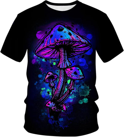 Lurhonp Men's Hippy Mushroom T-Shirt Novelty Graphic Fashion Tee Shirts