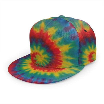 Baseball Cap Men Women - Rainbow Tie Dye Adjustable 3D Printed Snapback Flat Bill Hip Hop Hat