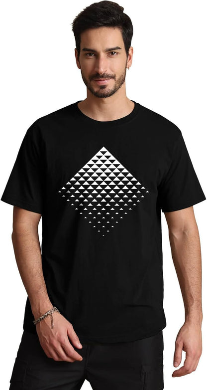 Mens Graphic T-Shirts Triangle Geometric Gradient Art Short Sleeve Summer Top Crewneck Casual Tees for Men
