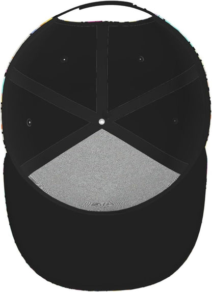 Graffiti Art Baseball Cap,Funny Print Adjustable Flat Bill Brim Cap Hip Hop Hat Baseball Cap for Men Women