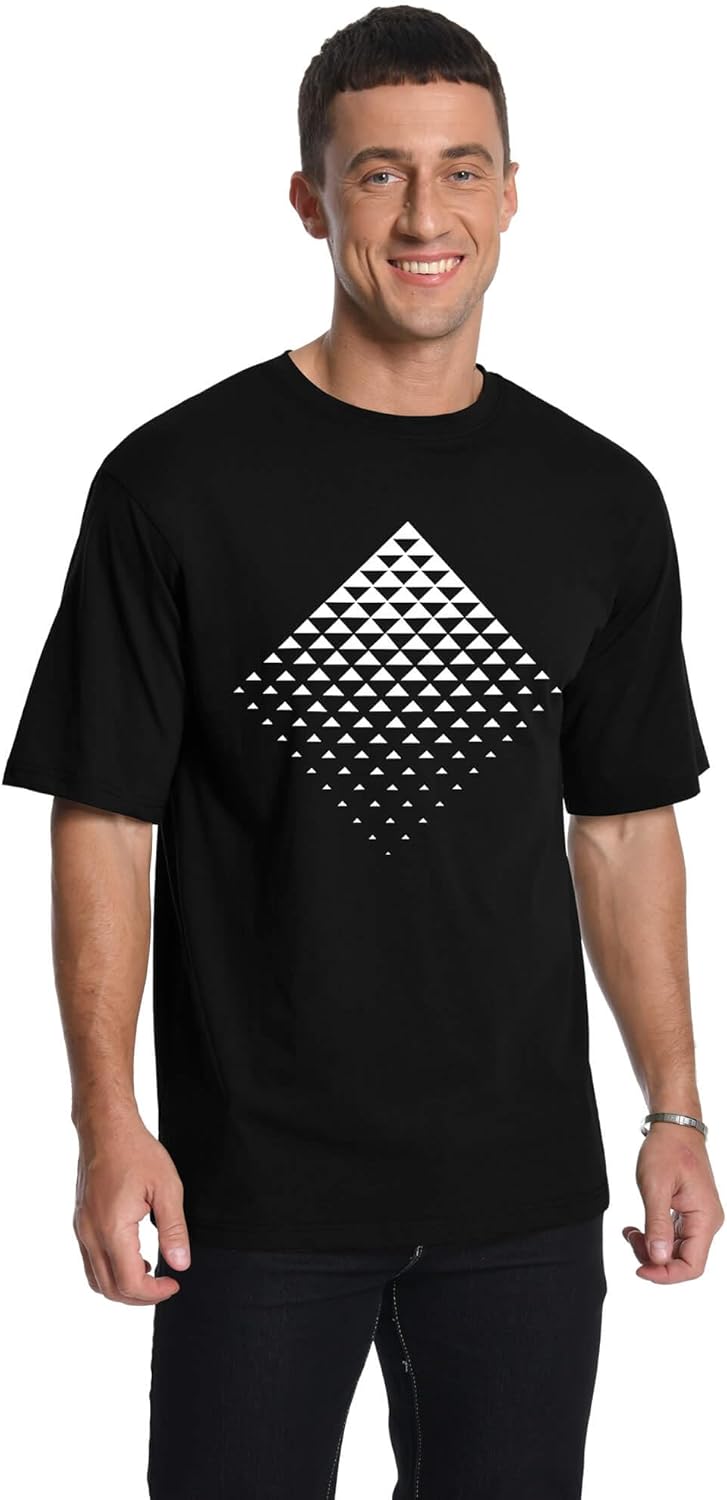 Mens Graphic T-Shirts Triangle Geometric Gradient Art Short Sleeve Summer Top Crewneck Casual Tees for Men