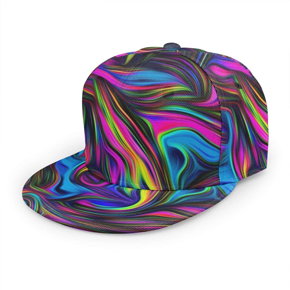 Baseball Cap Men Women - Rainbow Tie Dye Adjustable 3D Printed Snapback Flat Bill Hip Hop Hat