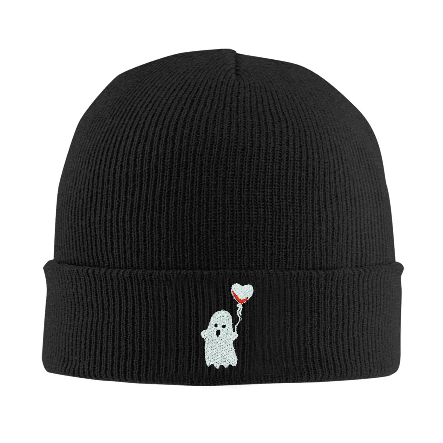 Fish Embroidery Beanie Hat Winter Warm Knit Cuffed Skull Cap for Women Men