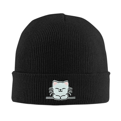 Fish Embroidery Beanie Hat Winter Warm Knit Cuffed Skull Cap for Women Men