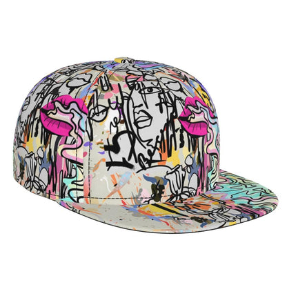 Graffiti Art Baseball Cap,Funny Print Adjustable Flat Bill Brim Cap Hip Hop Hat Baseball Cap for Men Women