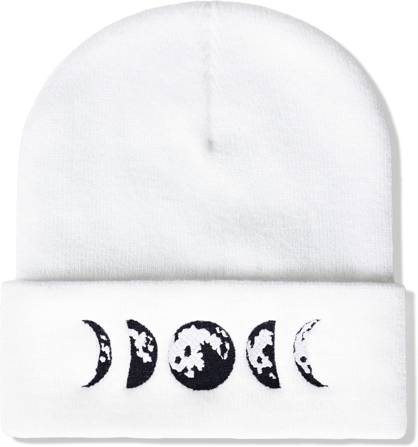 Gothic Moon Phase Skull Beanie Hats for Men Women, Warm Embroidery Winter Hat for Birthday Christmas & New Year