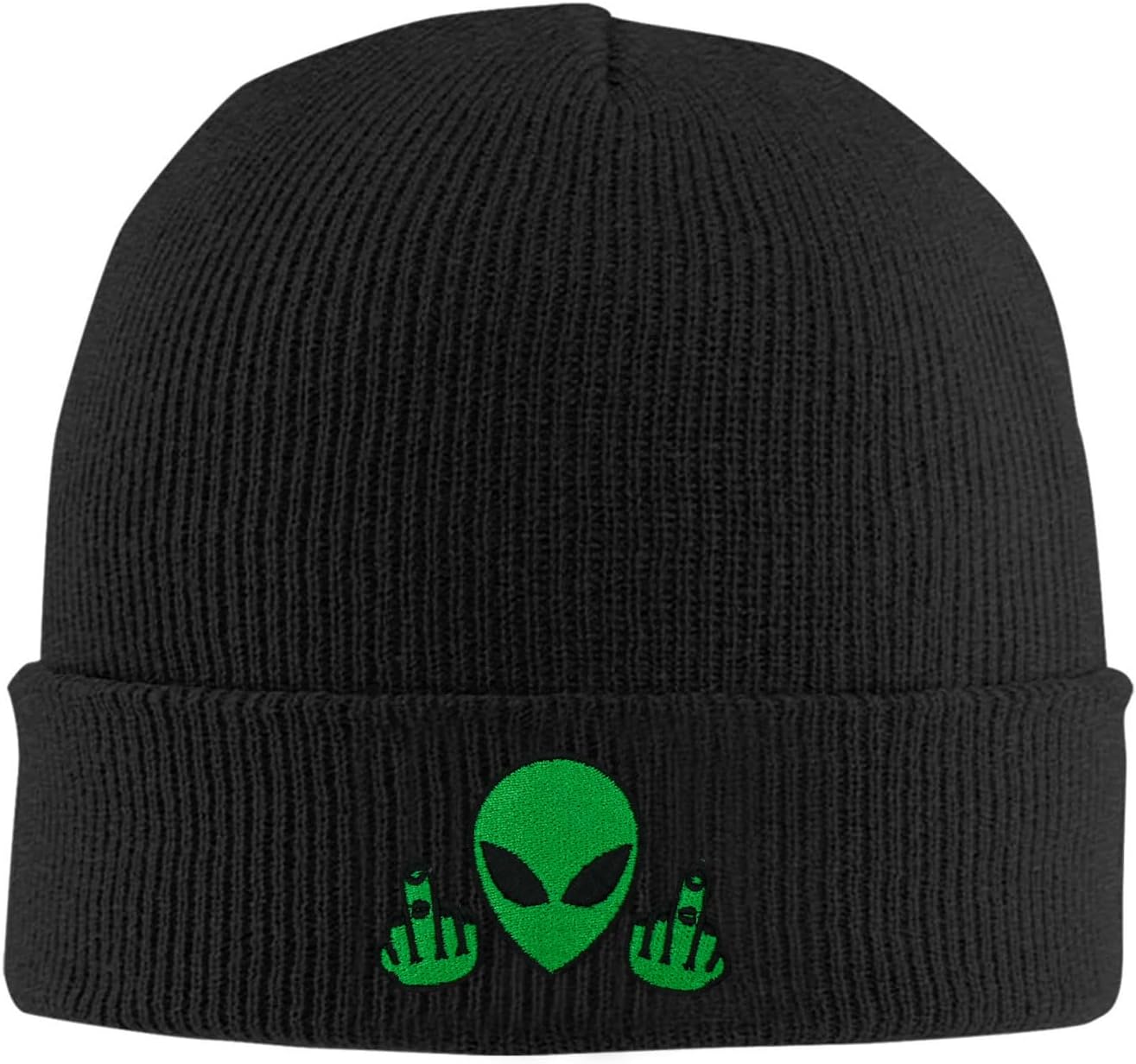 Fish Embroidery Beanie Hat Winter Warm Knit Cuffed Skull Cap for Women Men