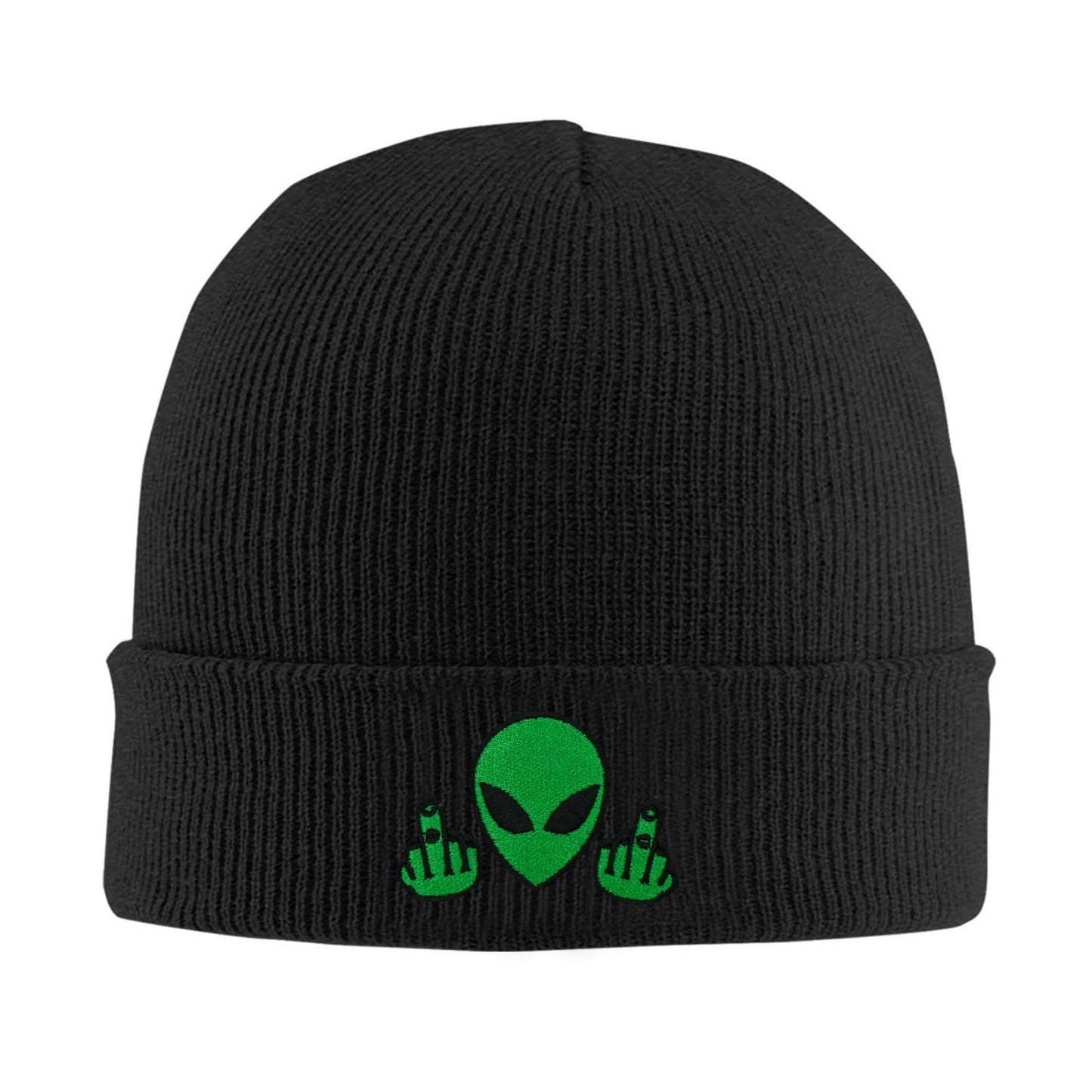 Fish Embroidery Beanie Hat Winter Warm Knit Cuffed Skull Cap for Women Men