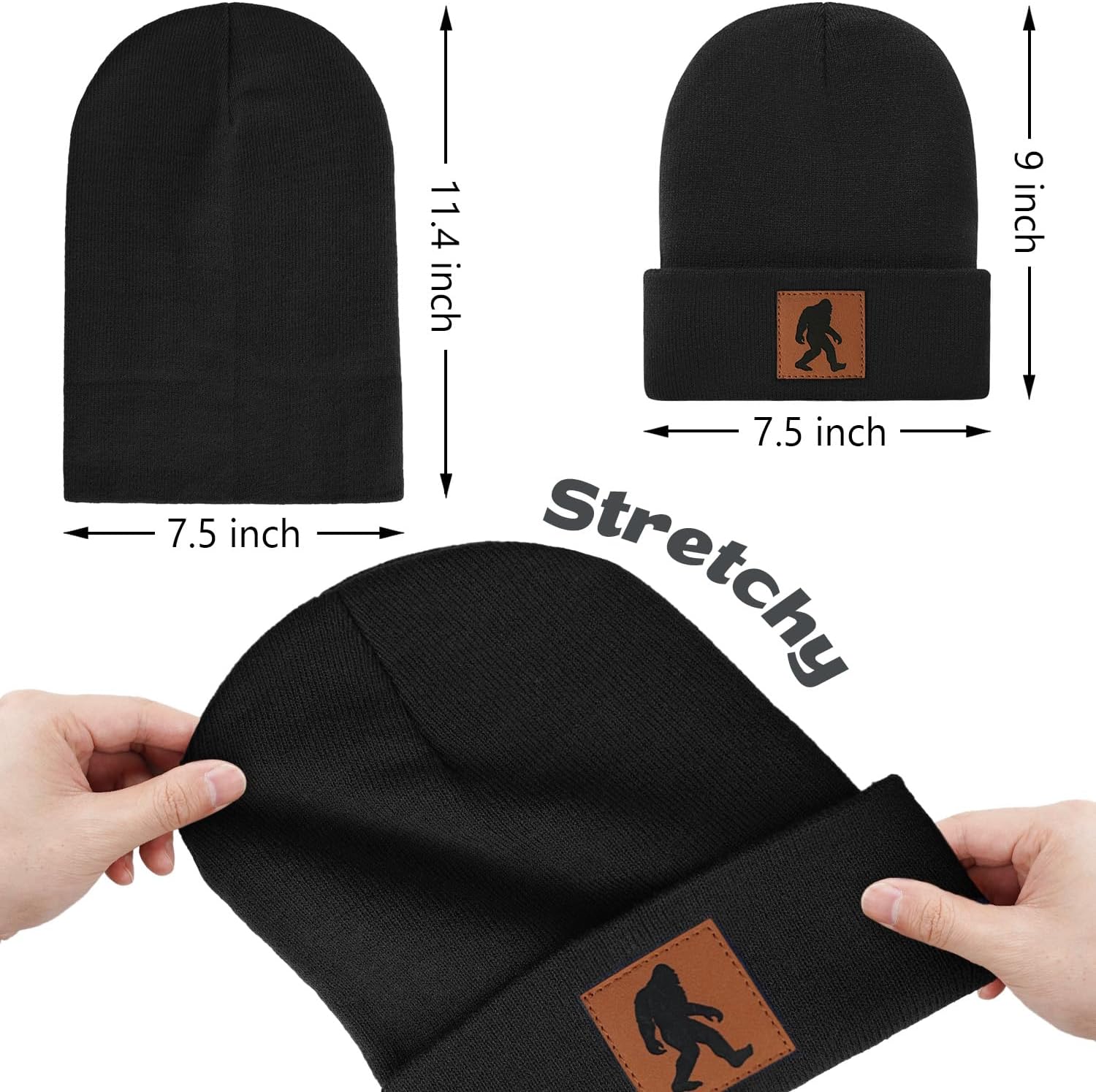 Bigfoot Beanie for Men - Sasquatch Hat Winter Knit Cuffed Beanie for Women - Bigfoot Gifts for Christmas & New Year