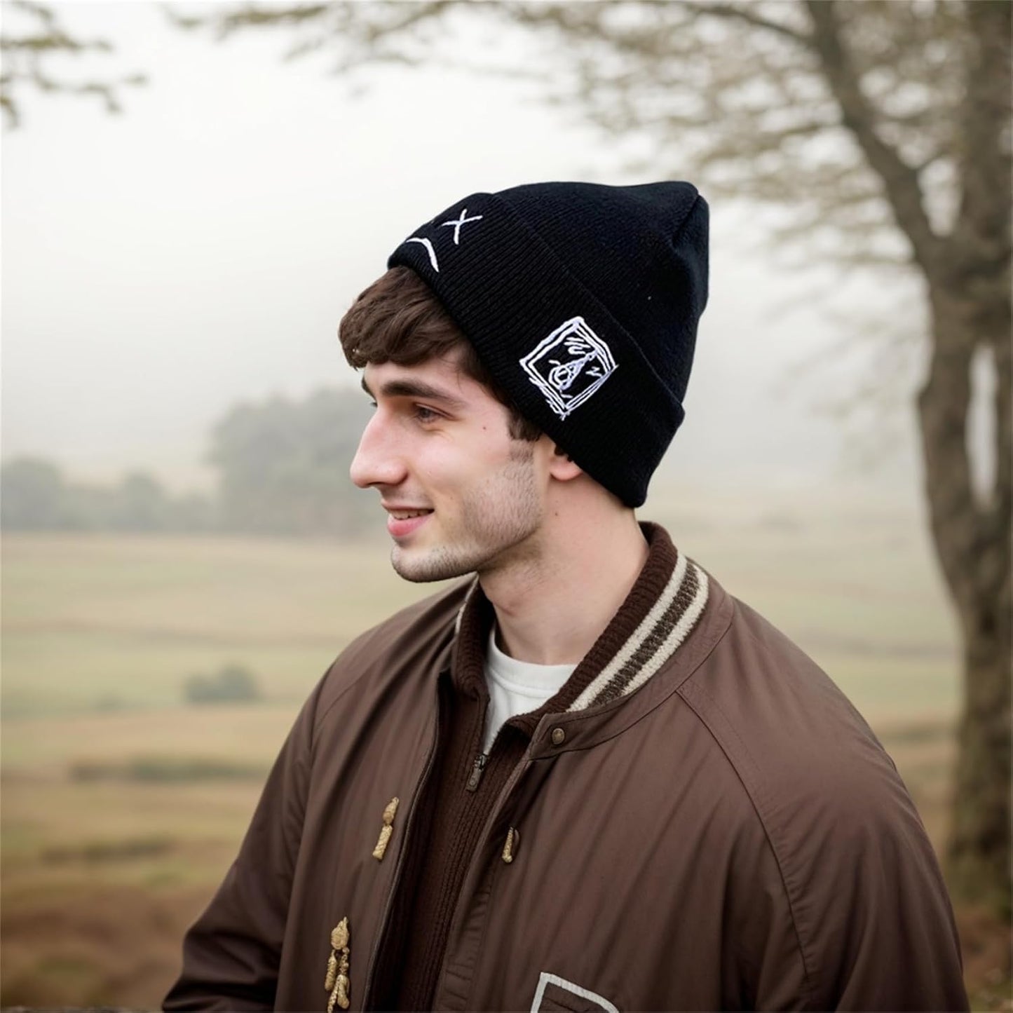 Fashion Beanie for Men Beanies Women,Warm Winter Hats for Men Embroidery Unisex Knit Hat Skull Cap