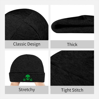 Fish Embroidery Beanie Hat Winter Warm Knit Cuffed Skull Cap for Women Men