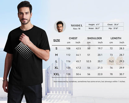 Mens Graphic T-Shirts Triangle Geometric Gradient Art Short Sleeve Summer Top Crewneck Casual Tees for Men