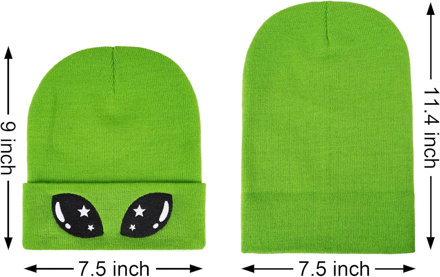 Funny Alien Beanie Hat with Big Eyes - Cuffed Cool Graphic Beanies Knit Winter Hats Warm Soft Stretchy Daily Cap