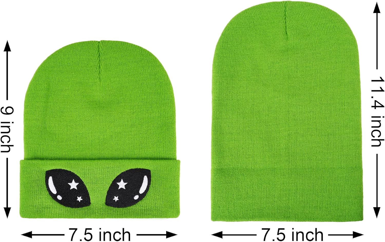 Funny Alien Beanie Hat with Big Eyes - Cuffed Cool Graphic Beanies Knit Winter Hats Warm Soft Stretchy Daily Cap