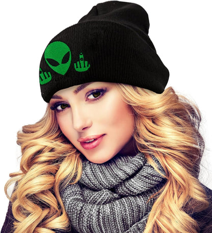 Fish Embroidery Beanie Hat Winter Warm Knit Cuffed Skull Cap for Women Men