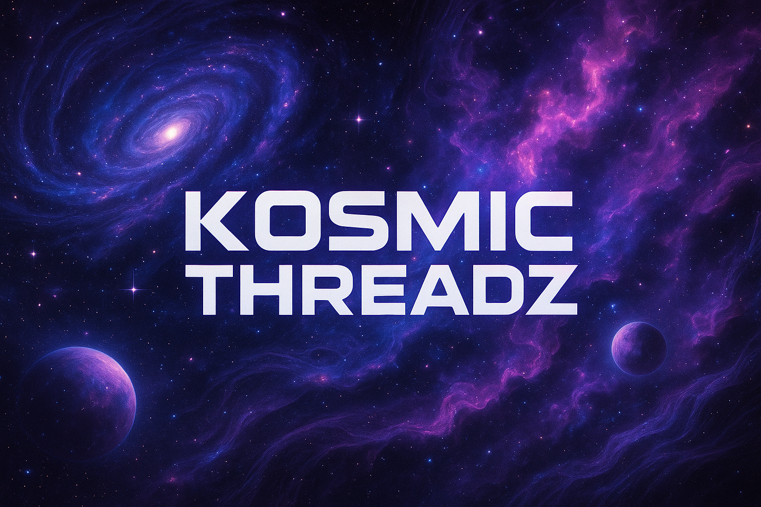 generate me a image sponsoring kosmic threadz with a outerspace vibe